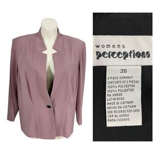 Perceptions Blazer Womens Size 26 Lilac Purple Jacket Work Office Church Basic